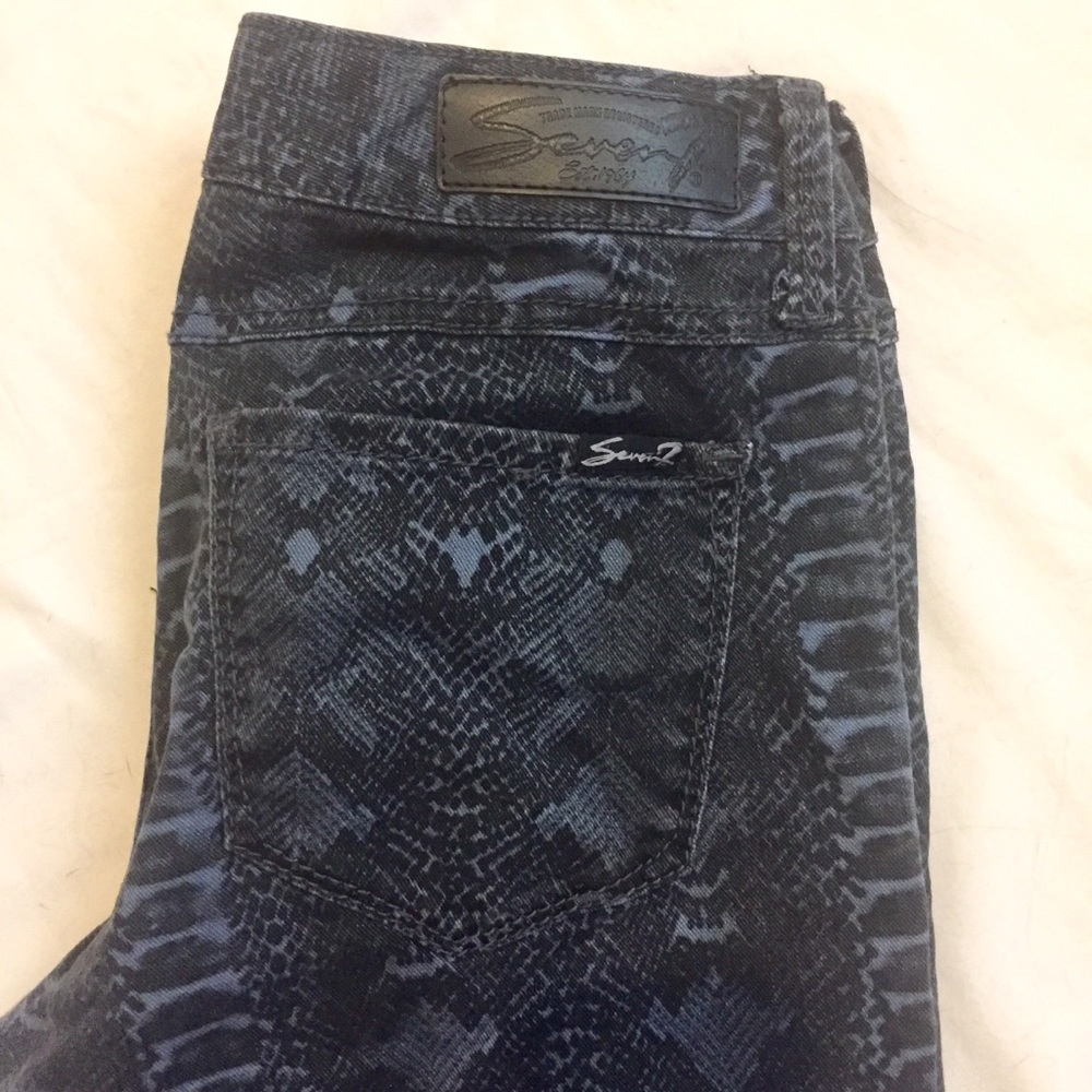 Vintage Seven 7 Blue Jeans Snakeskin Print Skinny